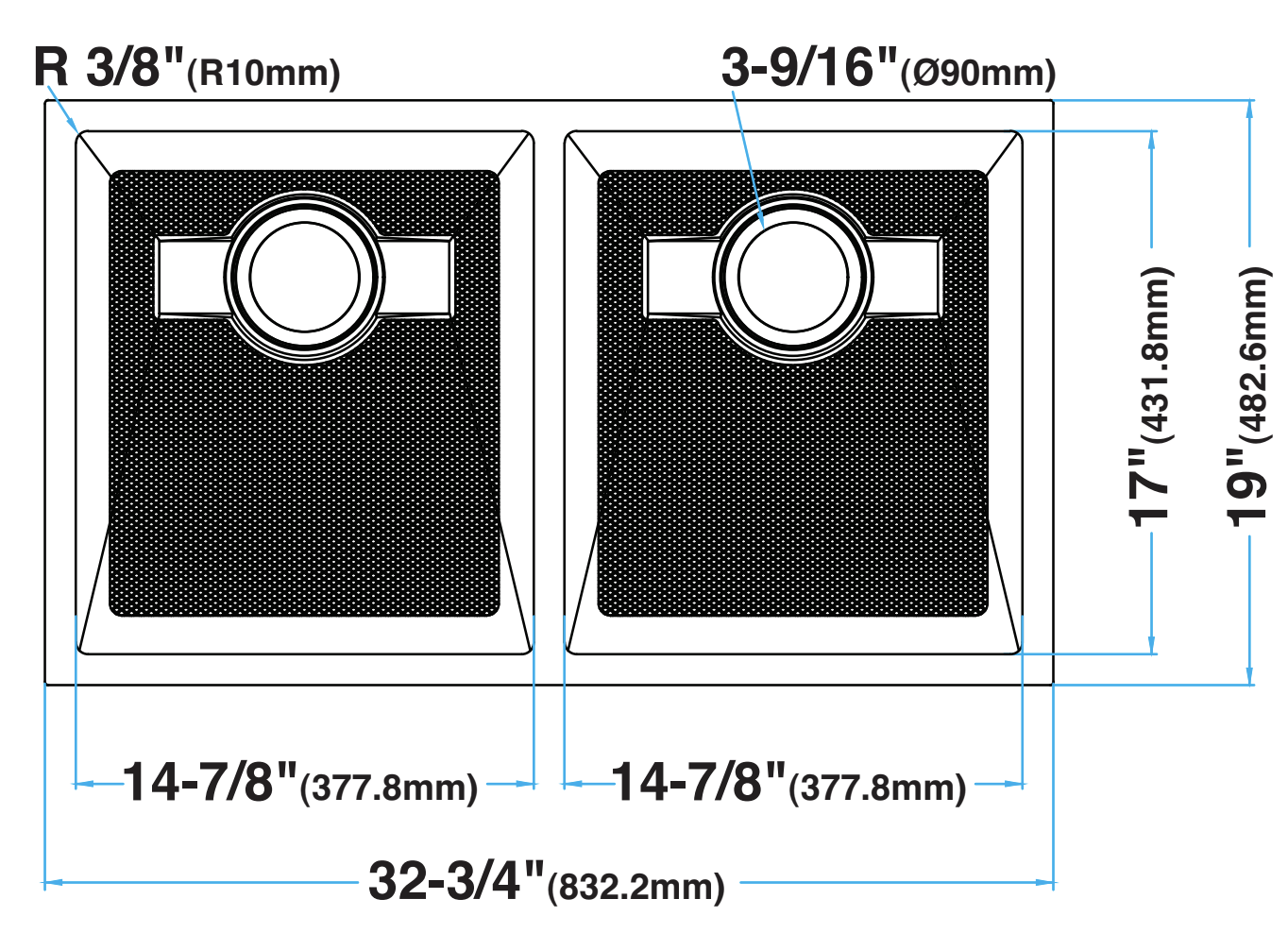 33-inch Undermount Kitchen Sink Double Bowl Combo Max