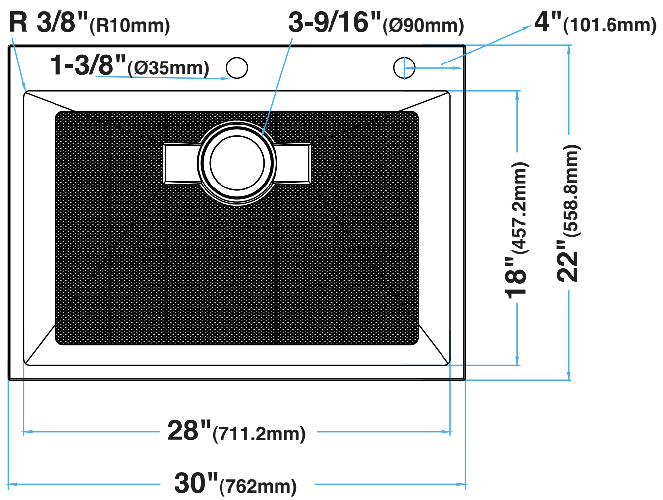 30-inch Drop-in Kitchen Sink Single Bowl